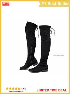 Women's Over Knee High Boots Vegan Suede Side Zip Back Lace Low Block Heel